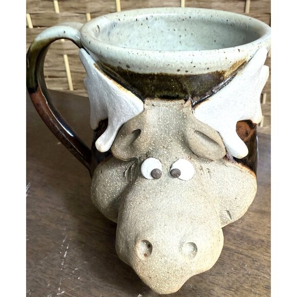 Rustic Moose Ceramic Mug Handmade Artisan Pottery - Picture 2 of 5